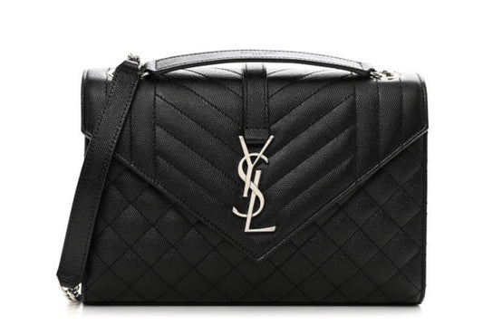 YSL Black Envelope Medium Leather Bag