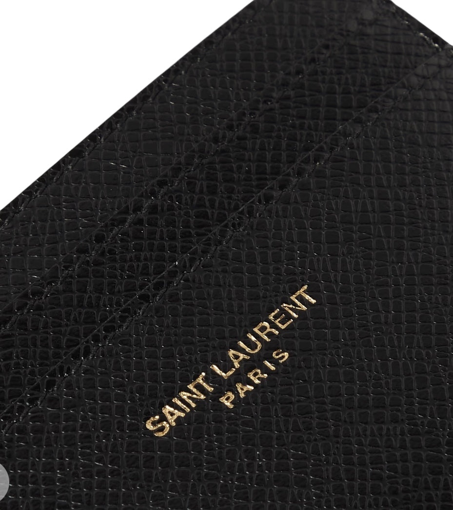 YSL Cross-Grain Leather Cardholder