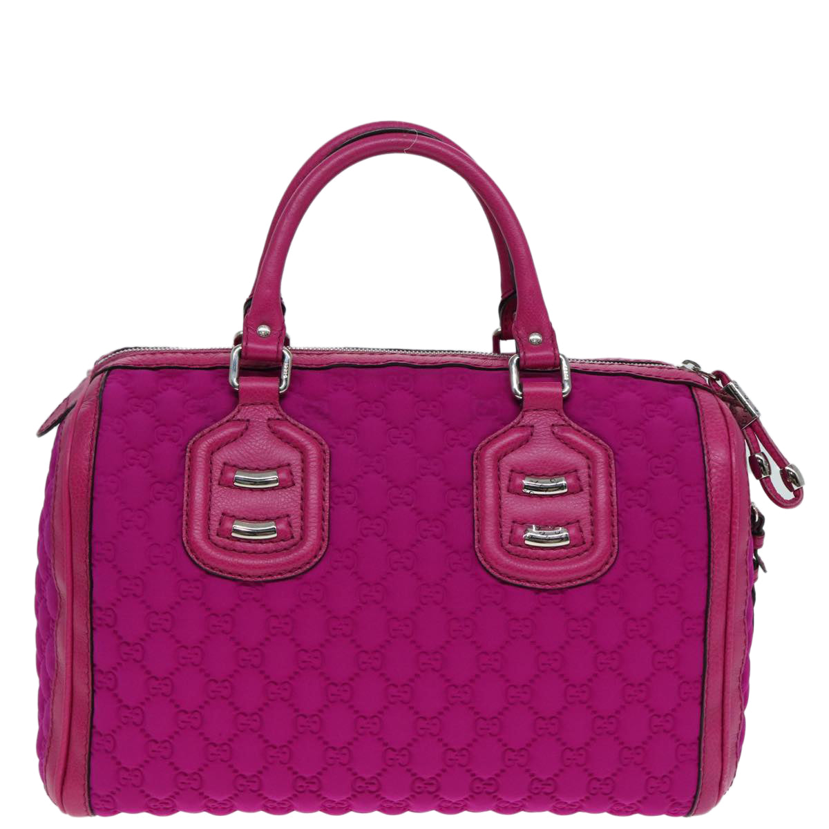 GUCCI Guccissima GG Canvas Mini Boston Bag Nylon Pink Silver